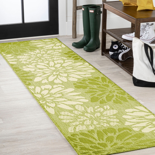 Tapis moderne tissé texturé à motif floral pour l'intérieur et l'extérieur Zinnia