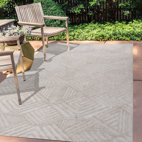 Jordan High-Low Pile Art Deco Geometric Indoor/Outdoor Area Rug