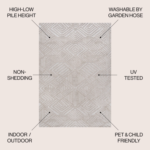 Jordan High-Low Pile Art Deco Geometric Indoor/Outdoor Area Rug