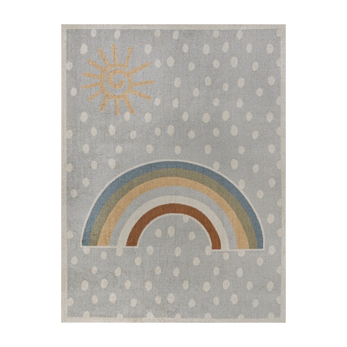 Minha Rainbow Dot Modern Machine Washable Area Rug