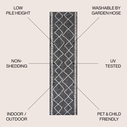 Tapis d'intérieur/d'extérieur Derya à motif de treillis tribal Diamond