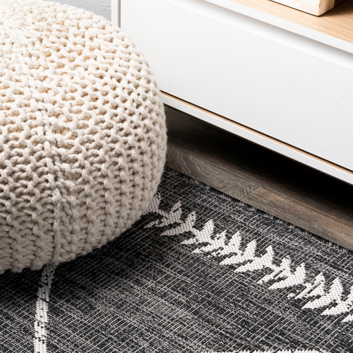 Tapis d'intérieur/d'extérieur Derya à motif de treillis tribal Diamond