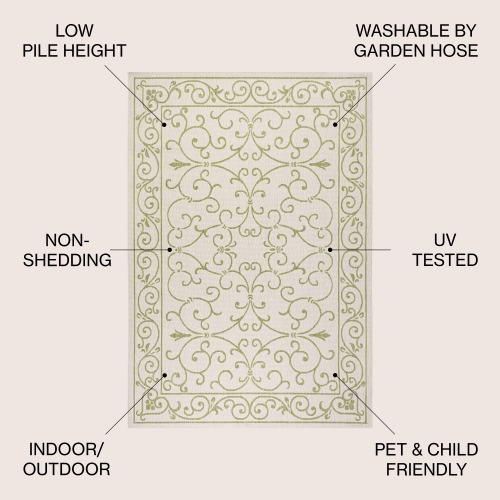 Charleston Vintage Filigree Textured Weave Indoor/Outdoor Round Rug
