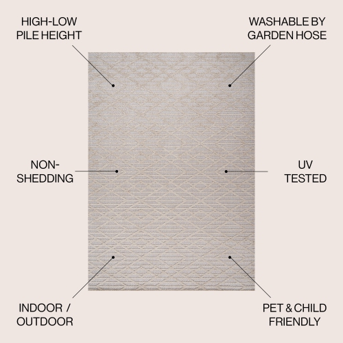 Tapis moderne pour intérieur/extérieur Ararat, diamant marocain à poils longs et doux