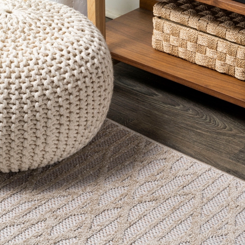 Tapis moderne pour intérieur/extérieur Ararat, diamant marocain à poils longs et doux