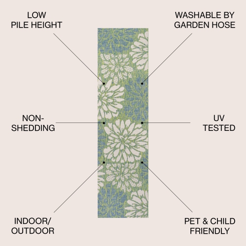 Tapis moderne tissé texturé à motif floral pour l'intérieur et l'extérieur Zinnia