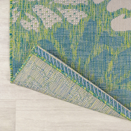 Tapis moderne tissé texturé à motif floral pour l'intérieur et l'extérieur Zinnia