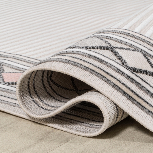 Carpette Sebastian à bordure diamant moderne et haut-bas