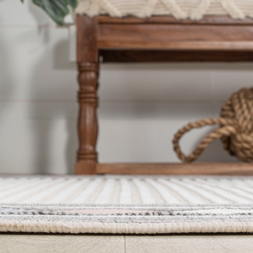 Carpette Sebastian à bordure diamant moderne et haut-bas