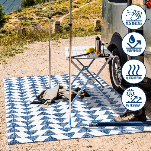 Tapis moderne à motif géométrique tribal andratx, intérieur/extérieur