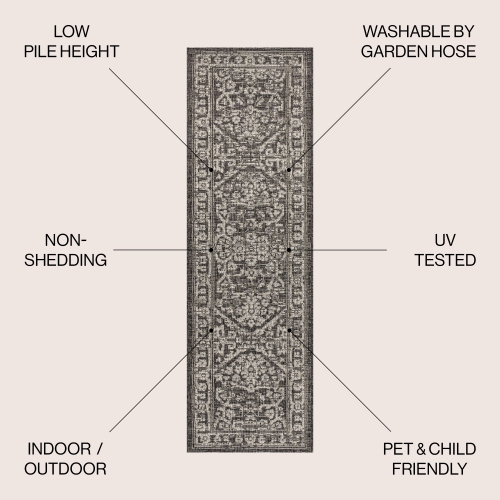 Tapis d'intérieur/d'extérieur à motif de médaillon Malte Bohemian texturé