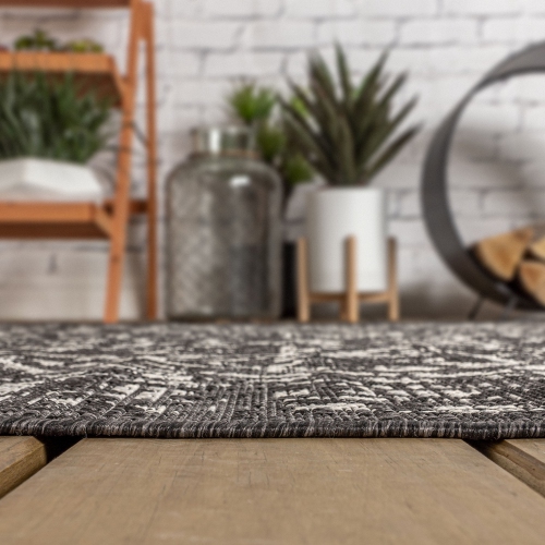 Tapis d'intérieur/d'extérieur à motif de médaillon Malte Bohemian texturé