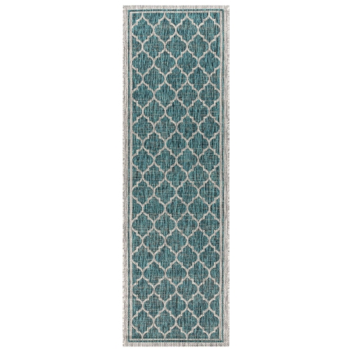 Image 1 of 10.. Trebol Moroccan Trellis Textured Weave Indoor/Outdoor Area Rug