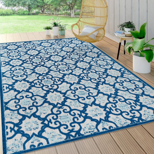 Gallia Tile Trellis High-Low Indoor/Outdoor Area Rug