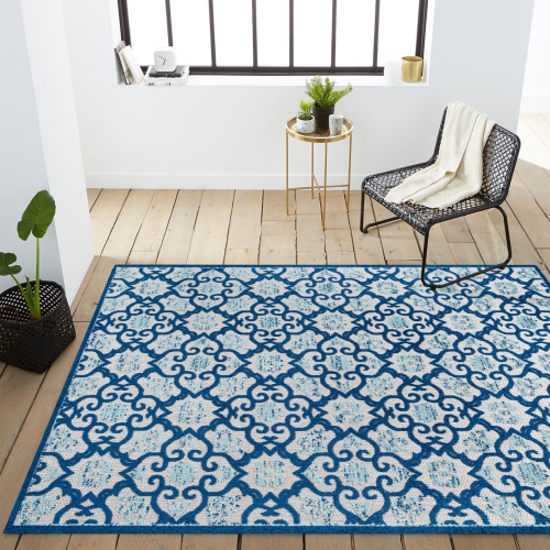 Gallia Tile Trellis High-Low Indoor/Outdoor Area Rug