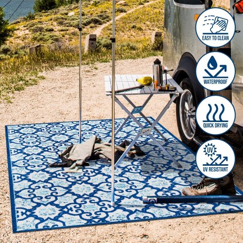 Gallia Tile Trellis High-Low Indoor/Outdoor Area Rug