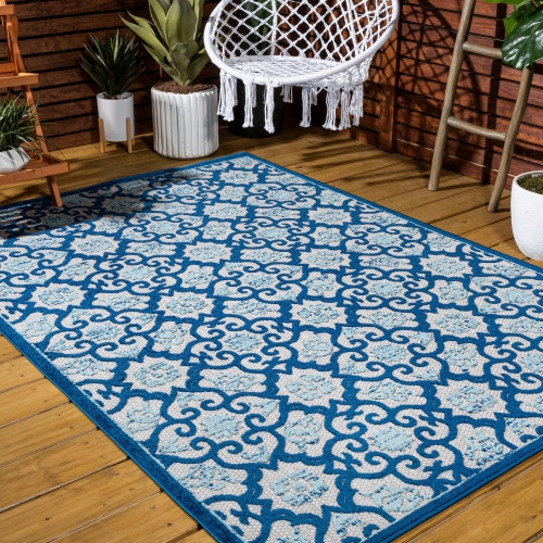 Gallia Tile Trellis High-Low Indoor/Outdoor Area Rug