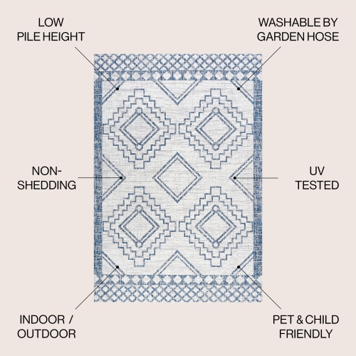Marokko Diamond Tribal Medallion Indoor/Outdoor Area Rug