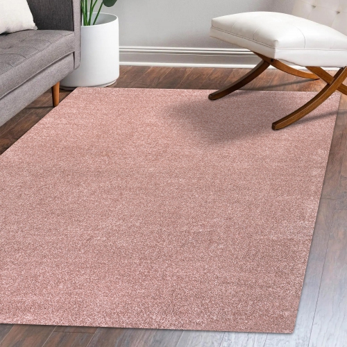 Haze Solid Low Pile Area Rug Pink