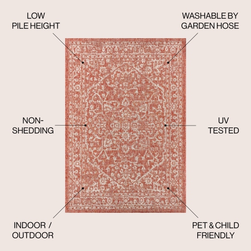 Tapis d'intérieur/d'extérieur à motif de médaillon Malte Bohemian texturé