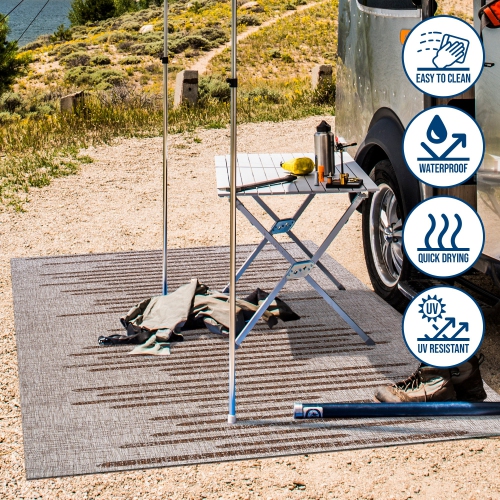 Tapis d'intérieur/d'extérieur à rayures géométriques Zolak Berber