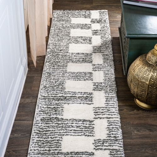 Petra Abstract Stripe Geometric Shag Area Rug