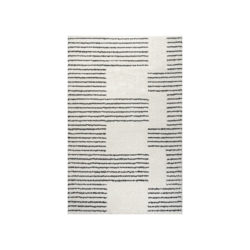 Image 1 of 10.. Petra Abstract Stripe Geometric Shag Area Rug