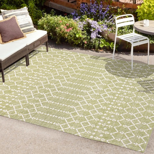 Ourika Moroccan Geometric Textured Weave Indoor/Outdoor Area Rug