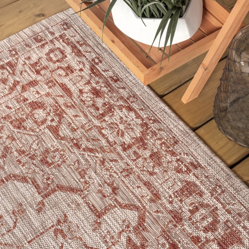 Rozetta Boho Medallion Textured Weave Indoor/Outdoor Area Rug