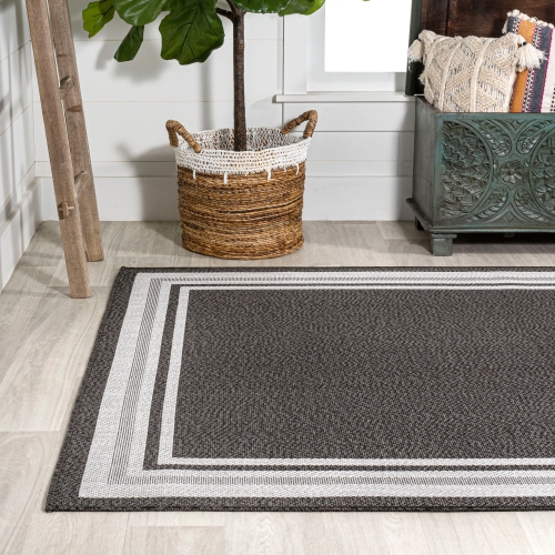 James Modern Border Stripe Indoor/Outdoor Area Rug