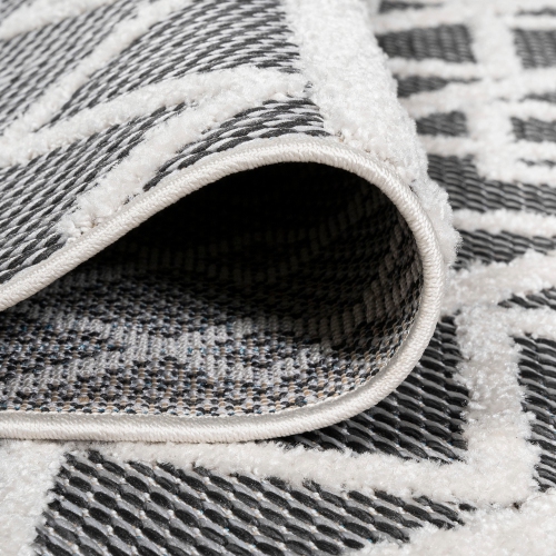 Aylan High-Low Pile Knotted Trellis Geometric Indoor/Outdoor Area Rug