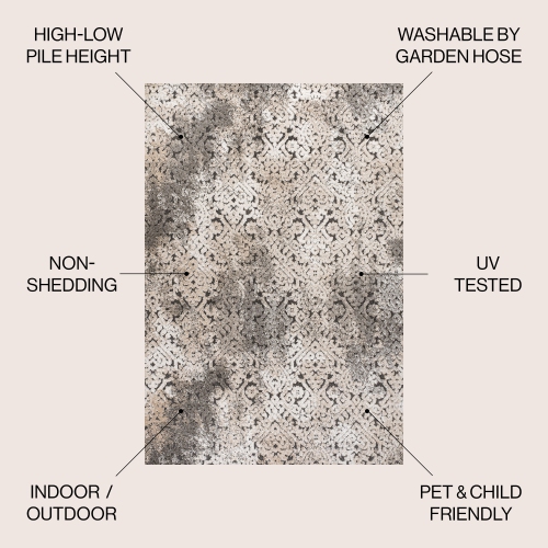 Tapis d'appoint Damask de Duenas High-Low Shabby