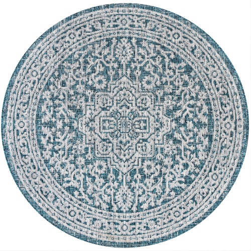 Sinjuri Medallion Textured Weave Indoor/Outdoor Area Rug
