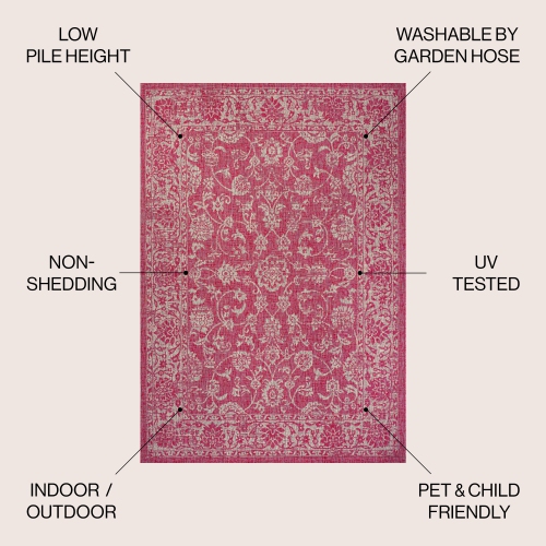 Tela Bohemian Textured Weave Floral Indoor/Outdoor Area Rug