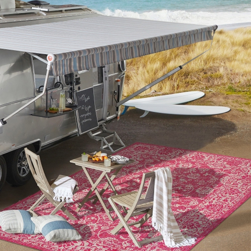 Tela Bohemian Textured Weave Floral Indoor/Outdoor Area Rug