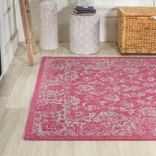 Tela Bohemian Textured Weave Floral Indoor/Outdoor Area Rug
