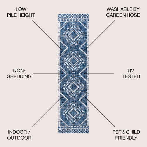 Tapis d'intérieur/d'extérieur à motif de médaillon tribal en diamant de Marokko