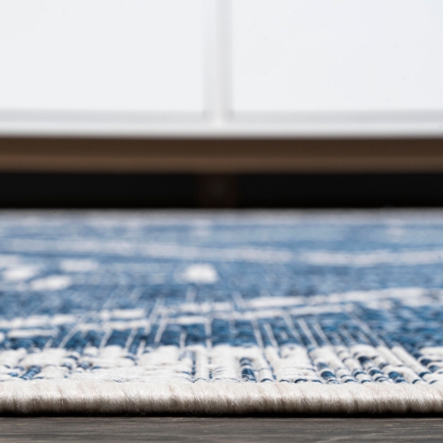 Tapis d'intérieur/d'extérieur à motif de médaillon tribal en diamant de Marokko