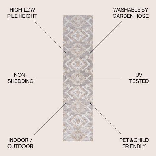 Sumak High-Low Pile Neutral Diamond Kilim Area Rug