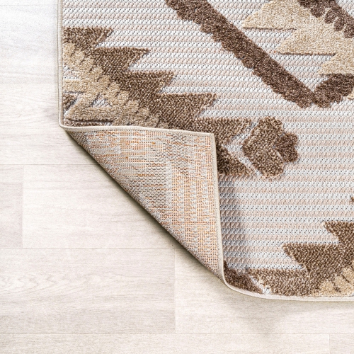 Sumak High-Low Pile Neutral Diamond Kilim Area Rug