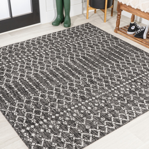 Ourika Moroccan Geometric Textured Weave Indoor/Outdoor Square Rug
