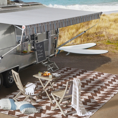 Tapis moderne à motif géométrique tribal andratx, intérieur/extérieur