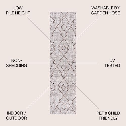 Tapis d'intérieur/d'extérieur à motif de treillis et motif tribal de Carwa