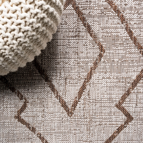 Tapis d'intérieur/d'extérieur à motif de treillis et motif tribal de Carwa