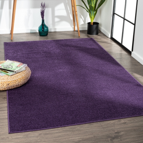 Haze Solid Low Pile Area Rug Purple