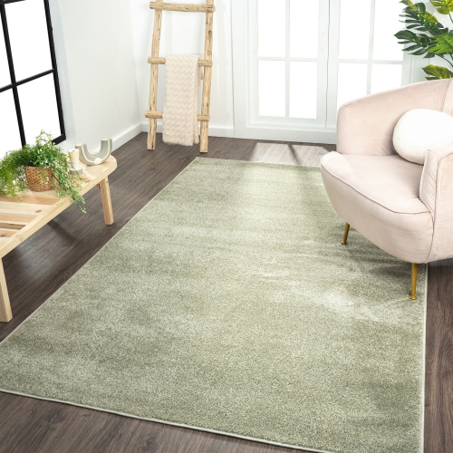 Haze Solid Low Pile Area Rug Green