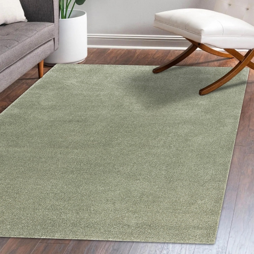 Haze Solid Low Pile Area Rug Green