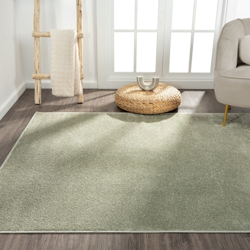 Haze Solid Low Pile Area Rug Green