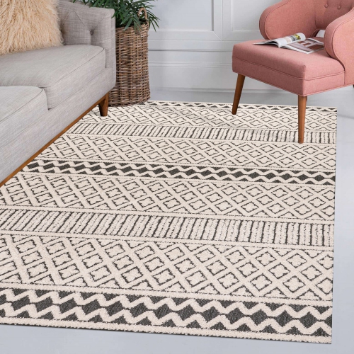 Tapis moderne Ormond, treillis géométrique haut-bas