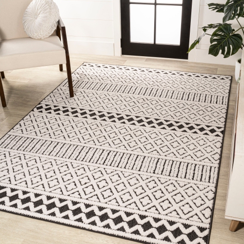 Tapis moderne Ormond, treillis géométrique haut-bas